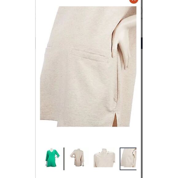 Susan Graver Womens 3X Brushed French Terry 3/4 Sleeve Tunic Heather Gray New - Picture 6 of 6